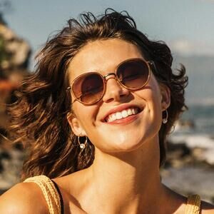 Sunski	Baia Polarized Round Sunglasses CHAMPAGNE AMBER 47-22-134mm